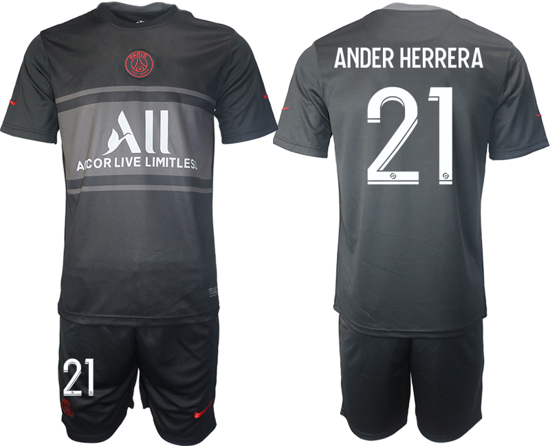 Men 2021-2022 Club Paris St German Second away black #21 Soccer Jersey